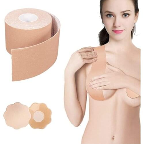 Women Boob Tape Seamless Push Up Bust Lift Up Invisible Silicone Adhesive Strapless Bra Instant Sticker Easy Peel Freedom Bras