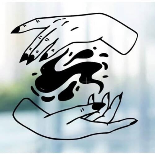 Black/Sliver Halloween Hand Spell Magic Witchcraft Car Sticker Waterproof Rear Windshield Decal Laptop Decor S1277