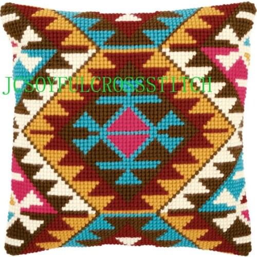 CX0753 DIY Needlework Kit Unfinished Acrylic Yarn Embroidery Pillow Tapestry Canvas Cushion Front Cross Stitch Pillowcase