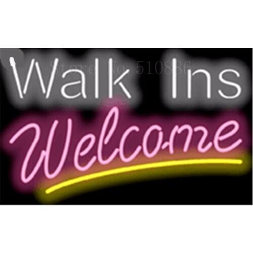 Designer Walk Ins Welcome Businese Tube Neon sign Beer Club Pub Handcrafted signs Shop Store Business Signboard Signage 17"x14"