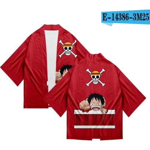 Luffy Anime 3D Printing japanese kimono cardigan men haori yukata Summer kimono Casual Short Sleeve shirt men kimono beach