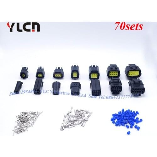 70Sets Kit Brand 1/2/3/4/6/8/10 Pin Way Waterproof Wire Connector Plug Car Auto Sealed Electrical Set Car connectors
