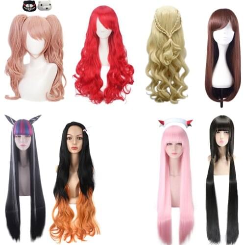 Cosplay feminino Anime Woman Wig Danganronpa Enoshima Junko Demon Slayer Kamado Nezuko Halloween Costume Props Accessories