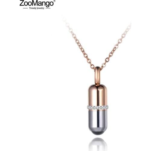 ZooMango New Titanium Stainless Steel Pill Choker Necklace "You Are Sick, I Have Medicine" Lovely Pendant Chain Jewelry ZN19063