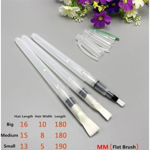 S/M/L 3pcs Set Soft Flat Watercolor Calligraphy Writing Brush Water Color Pigment Painting Ink Pen Artist Art Tool School Supply