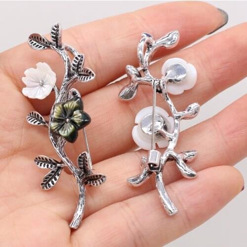 Natural Shell Flower Shape White Black Mother of Pearl Shell Pendant for DIY Earring Necklace Jewelry Making Women Gift 20x55mm