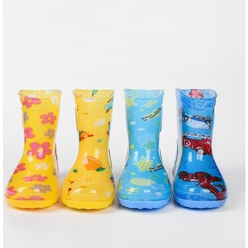 2020 Cartoon Kids Boys Girls Rain Boots Waterproof Baby Non-slip PVC Water Shoes Children Rainboots Four Seasons Removable