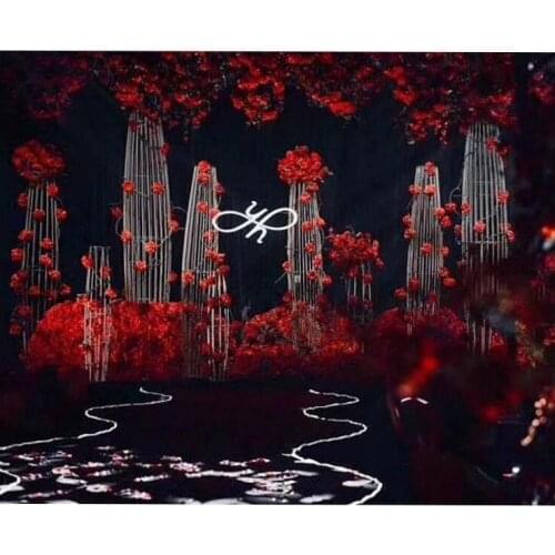 New wedding iron cylinder flower road lead 5 sets of wedding stage background window decoration decoration