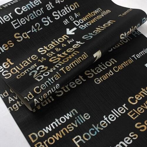 Beibehang English alphabet wallpaper retro retro 3D personality fashion black bedroom coffee restaurant clothing shop wall paper