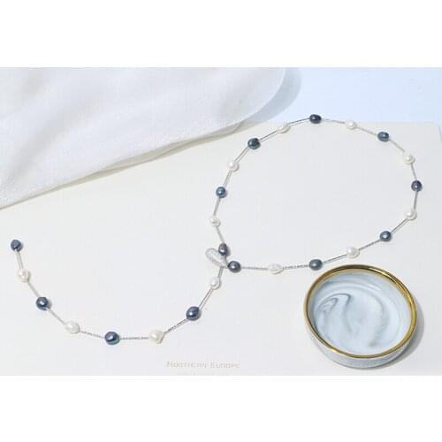 Real Natural Freshwater 9-10mm Pearl Necklace Jewelry for Party Wedding Bride Women 2pcs/lot