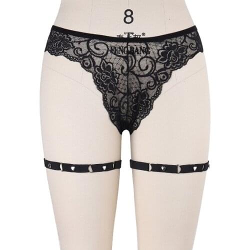 90S Girl Garter Belt Rivet Heart Harajuku Women Punk Leg Thigh Harness Garter Adjustable Women Sexy Rave Bondage Body Harness