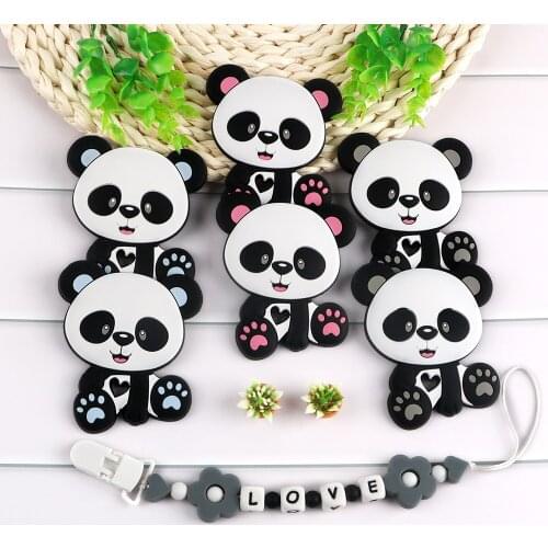 Kovict 1pcs Silicone Teethers Panda Animals Food Grade Silicone For DIY Pacifier Chain Accessories Chewable Nursing Baby Toys