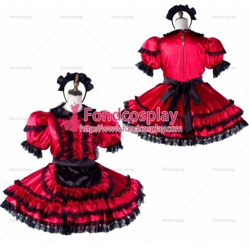 Sissy maid satin dress lockable Uniform cosplay costume Tailor-made[G2200]