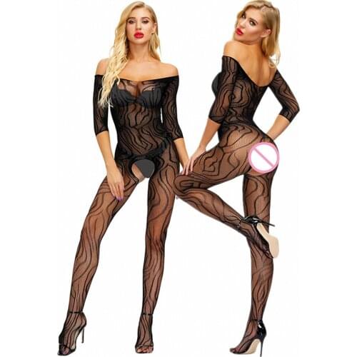 Sexy Erotic Lingerie Plus Size Teddies Bodysuits Open Crotch Elasticity Mesh Body Stockings Women Porn Sexy Underwear Costumes