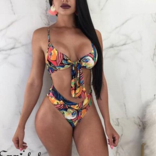 Sexy Women One-Piece Swimsuit Bikini Bowknot Vintage Bra Bathing Suit Female Summer Swimwear Push-up Monokini Holiday Beachwear