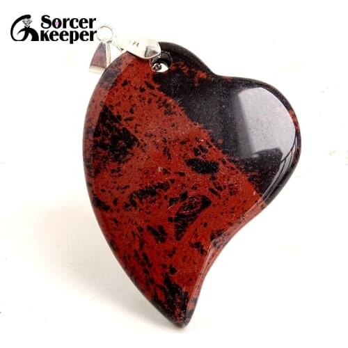 Heart Shape Golden Swan Stone Picasso Stone Gem Pendant Natural Stone Beads For Jewelry Making DIY Necklace Accessory JS408