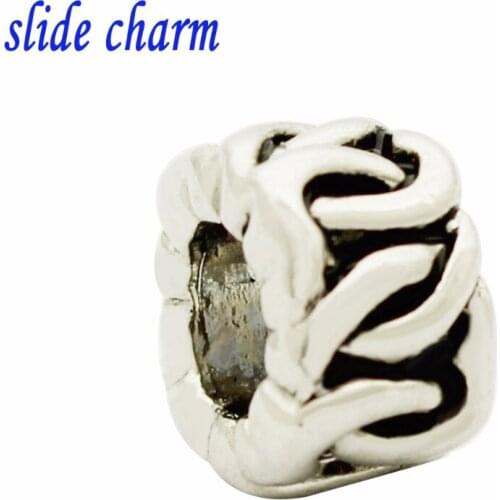 Slide charm Free shipping Mothers Day luxury brand chain characteristic charm beads fit Pandora charm bracelet Christmas