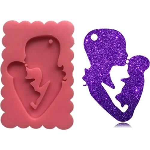 Super Glossy Mother and Baby Keychain Epoxy Resin Mold Keyring Casting Silicone Mould DIY Crafts Jewelry Pendant Making Tools