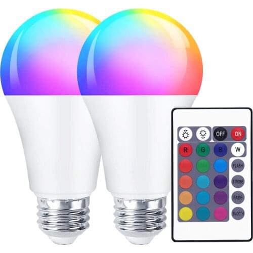 220V E27 RGB LED Bulb Lights 5W 10W 15W RGBWW Light 110V LED Lampada Changeable Colorful RGBW LED Lamp With IR Remote Control