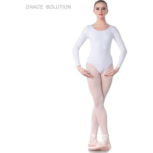 Cotton Ballet Dance Leotard Long Sleeves Ballet Dancewear for Woman & Adult Gymnastic Bodysuit Stretch Clothes 3 Colors 01D0090