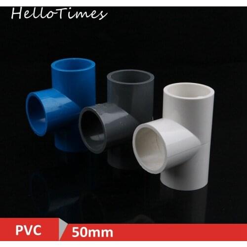 1pc 50mm PVC Pipe Three Way Connector Garden Irrigation 1.5" Tee Connector Aquarium Supplies T-type Tube Water Pipe Adapter