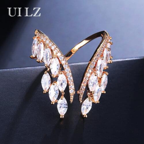 Uilz Fashion Women Rings Jewelry Handmade Cubic Zirconia Butterfly Wings Ring Finger For Bride Wedding Anniversary Bijourx UR188