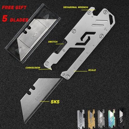EDC Utility knife Outdoor Self-defense Knives Wallet Credit Card Knife Outdoor Multitool Military Credit Tools Pendant Hand Tool