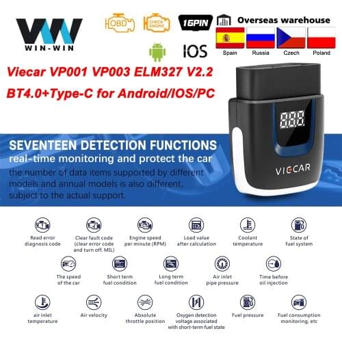 Viecar VP001 VP003 ELM 327 V2.2 PIC18F25K80 For Android/IOS OBD OBD2 ELM327 Wireless BT4.0 USB Scanner Car Diagnostic Auto Tool