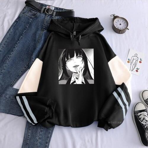 Japan Anime Kakegurui Jabami Yumeko Unisex Patchwork Hoodies Funny Cartoon Manga Clothes Casual Oversize Winter Male Sweatshirts