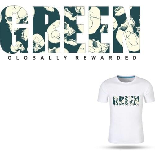 COSBILL Green Letter Patches Iron On Patches For Clothes DIY Washable On T-Shirt For Adult Patch Heat Transfers Stickers Y-091