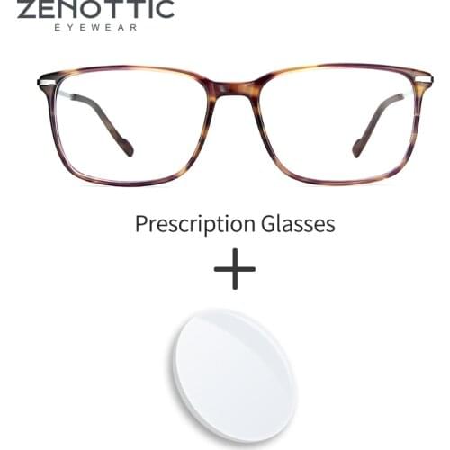 ZENOTTIC Acetate Prescription Glasses Men Square Optical Blue Light Myopia Hyperopia Eyeglasses Vintage Male Degree Glasses