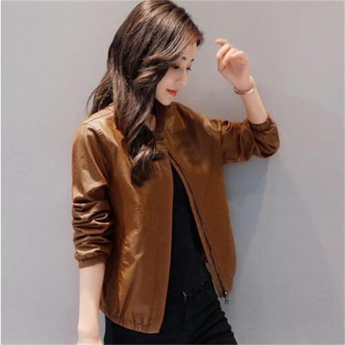 2019 new autumn and winter womens fashion casual loose PU leather jacket tide