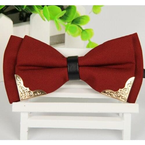 Women bow tie 12 cm * 6 cm High quality bowties for men silk cravate red white pink Metal angle options wedding 2020