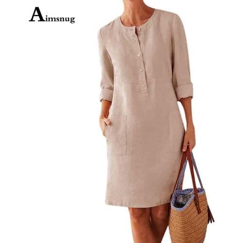 2021 Summer Ladies Elegant Leisure Dress Plus size 5xl Women Patchwork Button Dresses Solid Casual Knee-Length Dress Pullovers