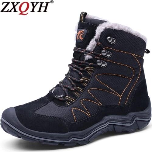Winter Mens Boots Outdoor Warm Waterproof Non-slip Ankle Snow Boot Thick Plush Rubber Winter New Design Style Work Safety Male