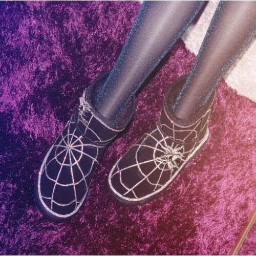 Winter new rhinestone snow boots black diamond spider crystal web strobe leather snow boots black crystal woman snow boots