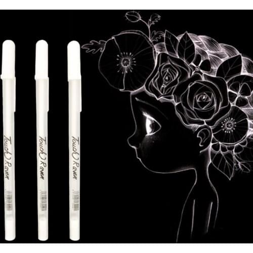 1PC 0.7MM White Highlight Pen Student Sketch Drawing Graffiti Art Markers Comic Design Hook Liner Pen Stationery Art Supplies