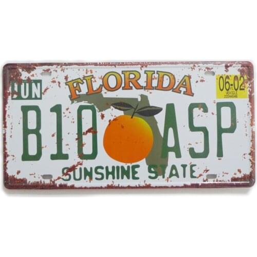 1 pc Florida tin sign plate US American car license plaques man cave garage sign