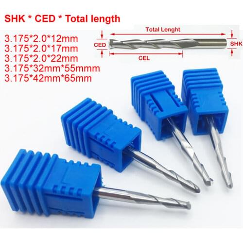 1Pc Cutting Knife SHK 3.175mm Alloy Carbide Milling Tungsten Steel 2 Flutes Milling Cutter End Mill Wood Engraving Tool