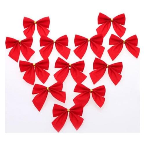 20pcs/lot 9cm Christmas decoration Red Velvet Bows holiday Christmas Tree Decoration gift tree ornaments party butterfly