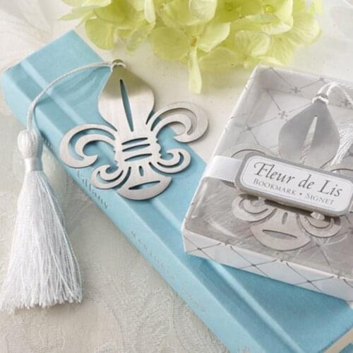 80pcs/lot Fashionable Style Fleur-de-Lis Metal Bookmark Unique Party Favors Chrome Bookmark For Guest Free shipping