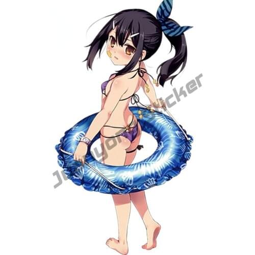 Anime Car Sticker Sexy Beauty Girl with Bikini and Lifebuoy Fate Kaleid Liner Prisma Illya - Miyu Edelfelt Exterior PVC13x7cm