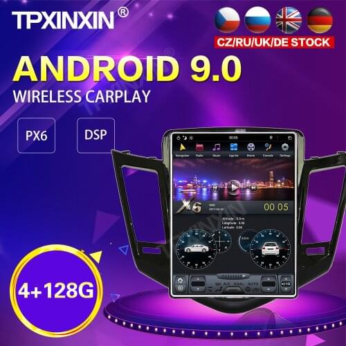 PX6 Android 9.0 4+128G Tesla Style Car Radio For Chevrolet Cruze 2009-2013 GPS Navigation Stereo Recoder Head Unit DSP Carplay