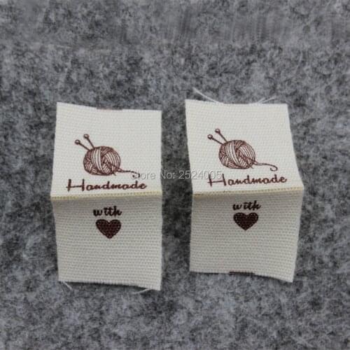 Free shipping stock handmade label/DIY gift labels/clothing woven label/cotton printed label/garment tag 200 pcs a lot