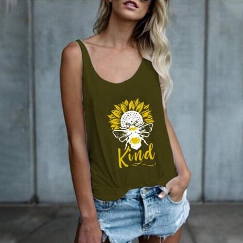 Bee Kind Sunflowers Print Tank Tops Women Comfortable Breathable Tank Top for Women Tee Shirt Summer Loose Fashion Ladies Vest