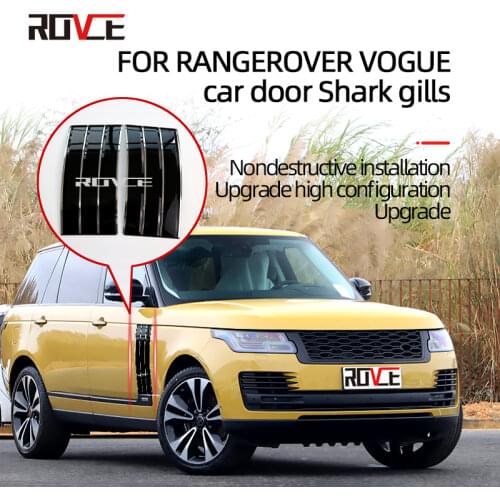 ROVCE Side Fender Door Air Vents Trim Chrome Line For RANGEROVER VOGUE 13-20 Car Air Outer Trim Decorative Sticker Car Styling