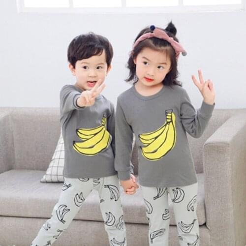 Kids Boys Pajama Sets Cartoon Print Sleepwear Long Sleeve T-Shirt Tops With Pant Girls Child Autumn Pyjamas Baby Teens Clothes