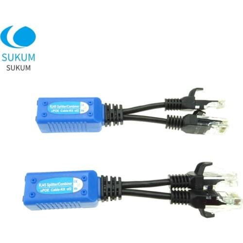 1 Pair Ethernet Splitter RJ45 Connectors Passive Power Cable POE Splitter Adapter Combiner UPOE Cable Kit