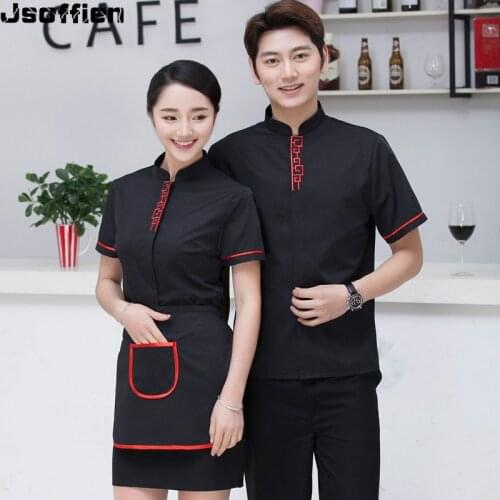 Hotel Food Service Waiter Uniform Summer Women Restaurant Waitress Uniform Teahouse Work Wear Short Sleeve Bakery Overalls Chef