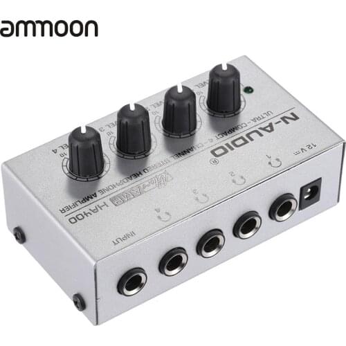 HA400 Ultra-compact 4 Channels Mini Audio Stereo Headphone Amplifer with Power Adapter Audio Amplifer EU/US Plug for option